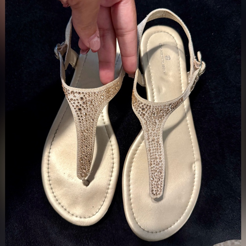Rose Gold Sandals with Rhinestone Detail